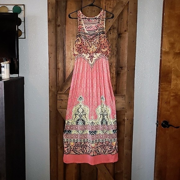 ONE WORLD Dresses & Skirts - 30% OFF BUNDLES ONE WORLD Peach Tribal Maxi Dress